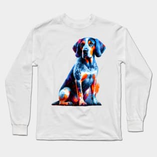 Vivid Bluetick Coonhound Portrait in Splash Art Style Long Sleeve T-Shirt